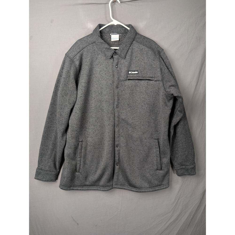 Columbia Mens Sweater Face Fleece Shirt Jacket Gray Size XLT